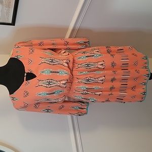 Pink Owl Boutique Printed Dress‎ Pink/Orange Womens Size Medium NWT
